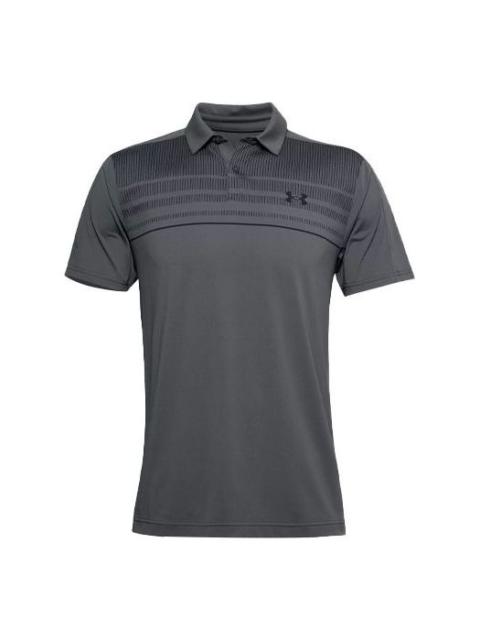 Men's Under Armour Logo Pattern Loose Short Sleeve Polo Shirt Gray 1356654-012
