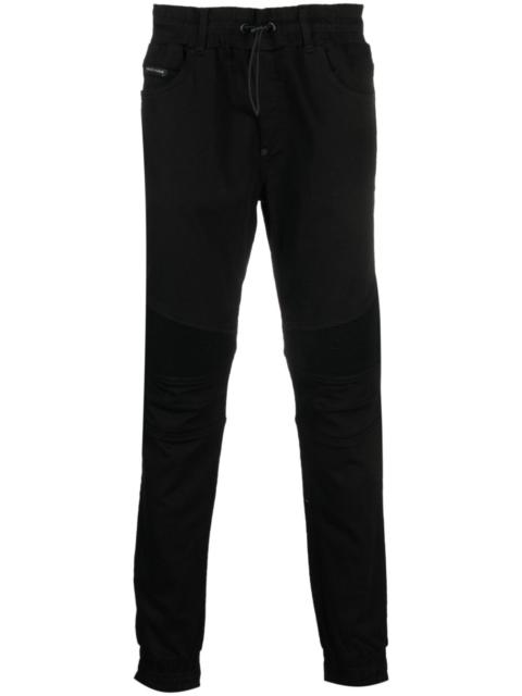 panelled-design denim track pants