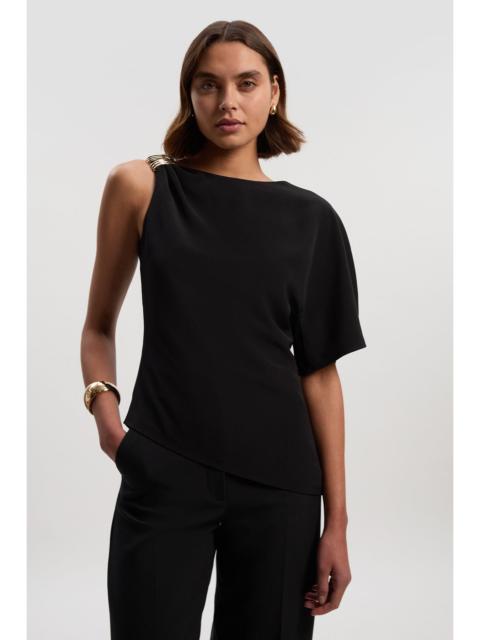 Soft Tailored Trim Detail Asymmetric Top