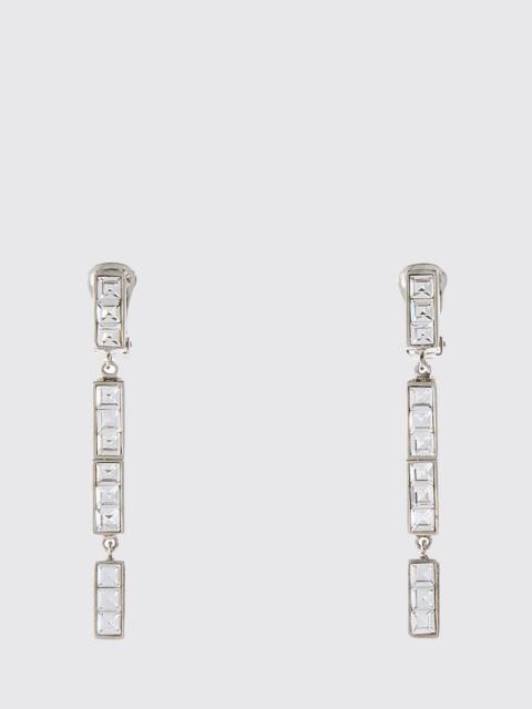 ALESSANDRA RICH Brass Earrings with Set Rhinestones