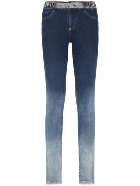 rhinestone-embellished gradient-effect jeans