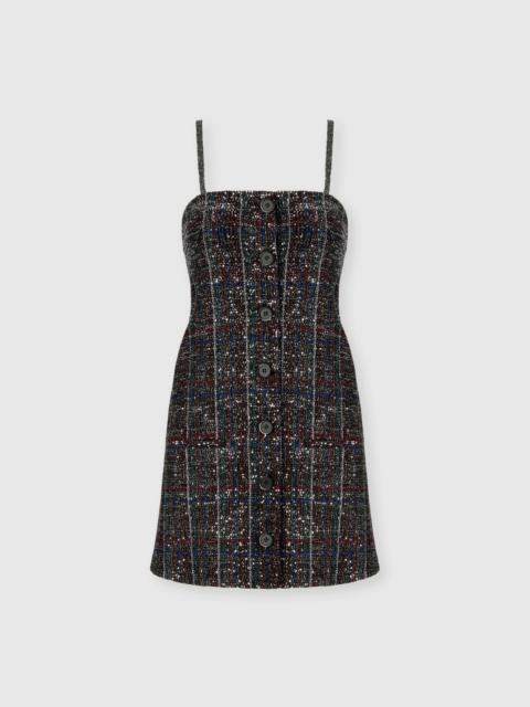 Mini button-up dress with check pattern