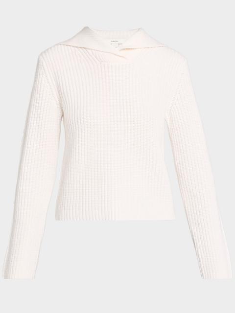 Ribbed Wool-Cashmere Sailor Sweater