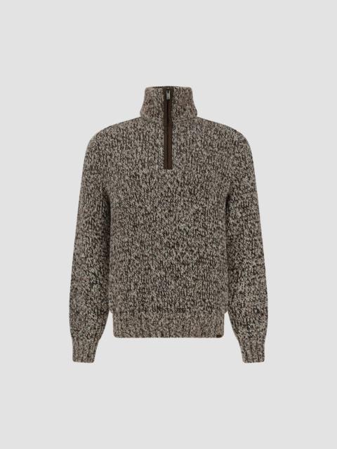 HALF-ZIP SWEATER IN WOOL AND ALPACA