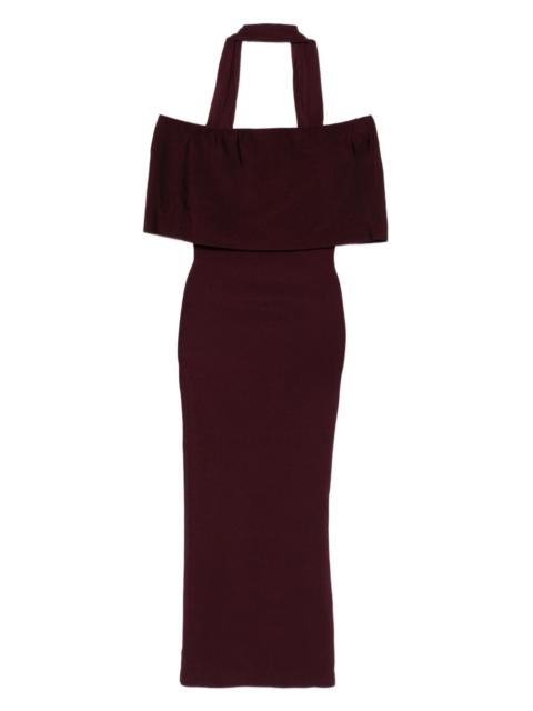 halter-neck ruffled dress