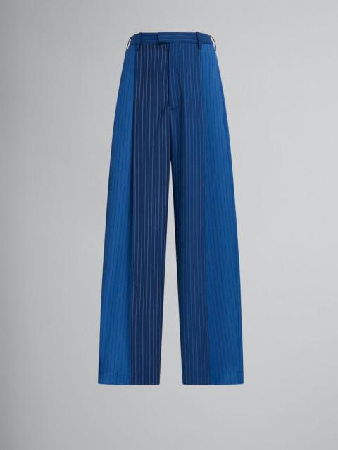 BLUE DÉGRADÉ PINSTRIPE WOOL TROUSERS