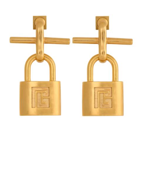 Brass Pulse padlock earrings