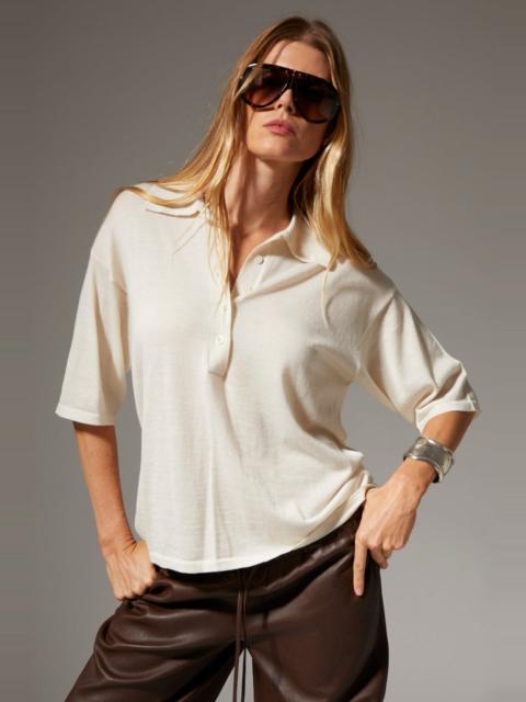 CHALK CASHMERE OVERSIZED POLO