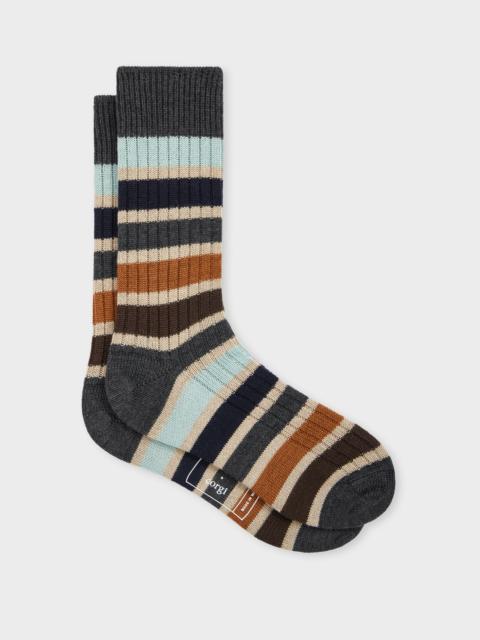Paul Smith + Corgi - Grey Stripe Wool-Blend Socks