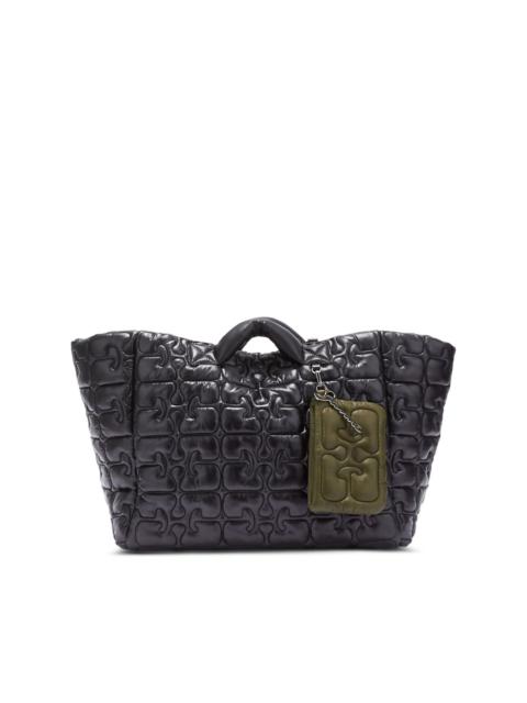 logo-quilted tote bag