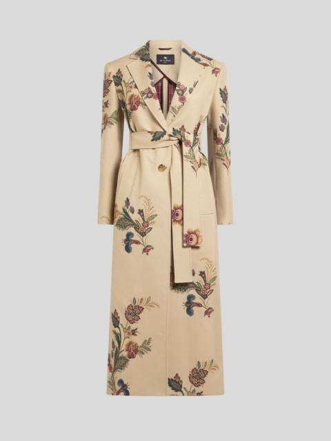 COTTON TRENCH COAT WITH FLORAL PRINT