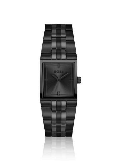 STRIVO BLACK-PLATED WATCH WITH STRIPE EFFECT