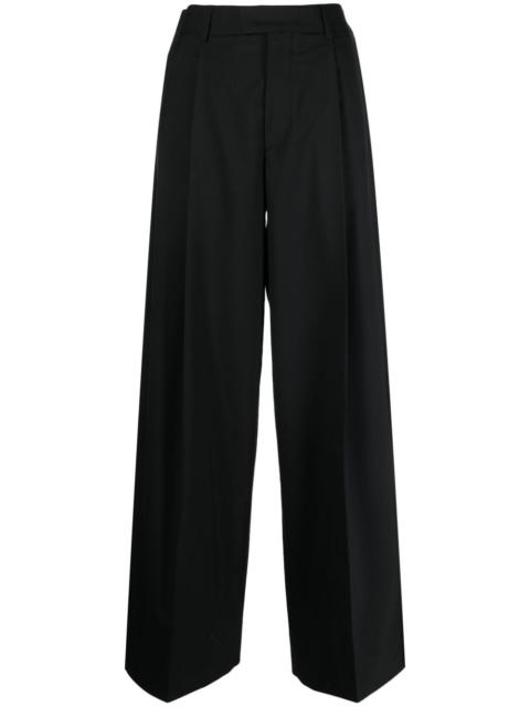 concealed-front wool palazzo pant