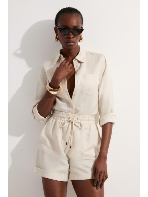 Viscose Linen Tie Waist Woven Short