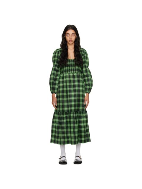 Green Check Midi Dress