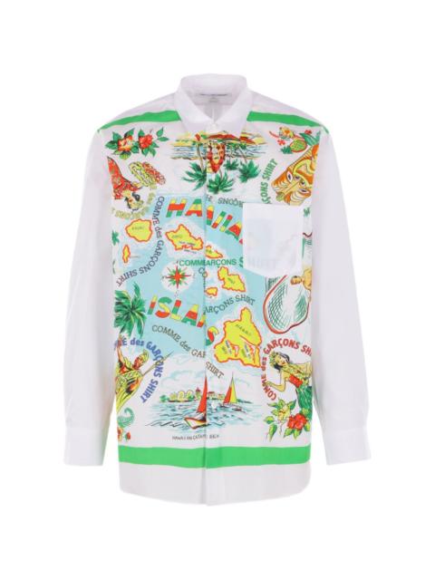 graphic-print poplin shirt