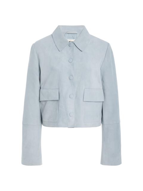 Annie Cropped Suede Jacket light blue
