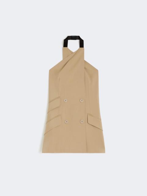 Wool and silk poplin sleeveless jacket - CAMEL
