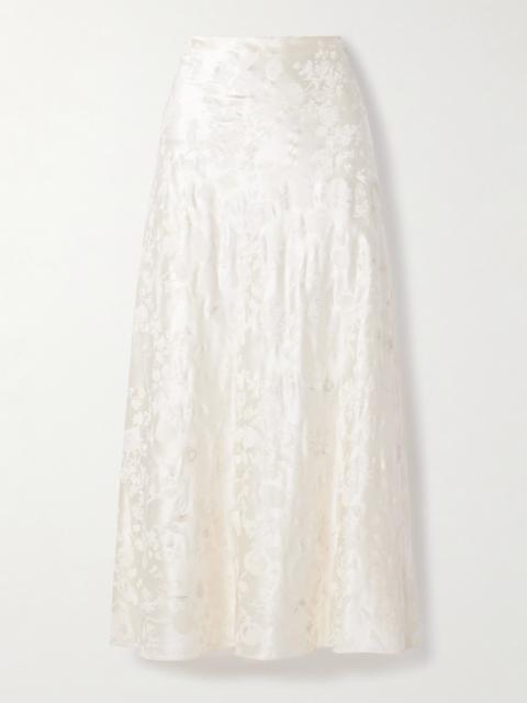 Desi Painted Silk And Wool-blend Satin Maxi Skirt