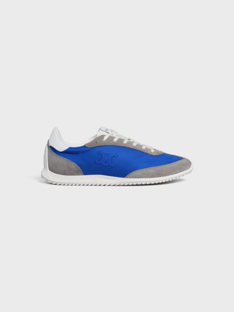 CELINE RACER LOW LACE-UP SNEAKER WITH TRIOMPHE IN NYLON, SUEDE CALFSKIN AND CALFSKIN