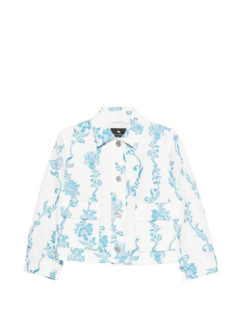 floral-embroidered patch-pockets jacket