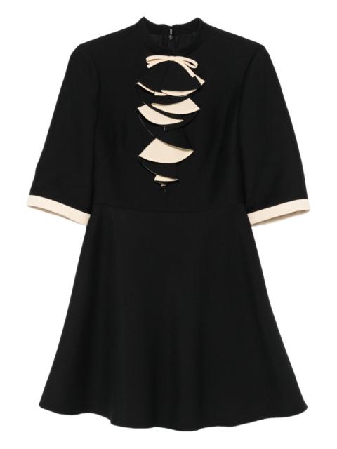 bow-detailed ruffled mini dress