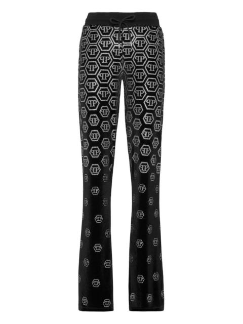 monogram-embellished velvet trousers