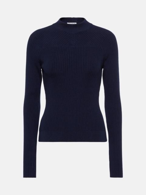 Ribbed-knit wool-blend top