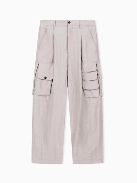 MULTI-POCKET TROUSERS IN LINEN AND VISCOSE