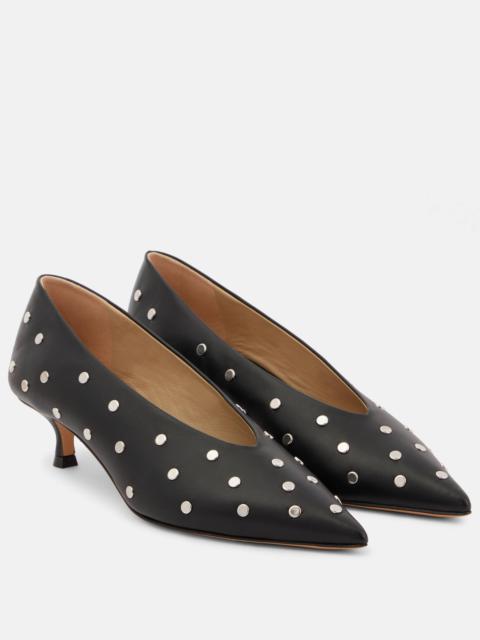 Studded leather pumps