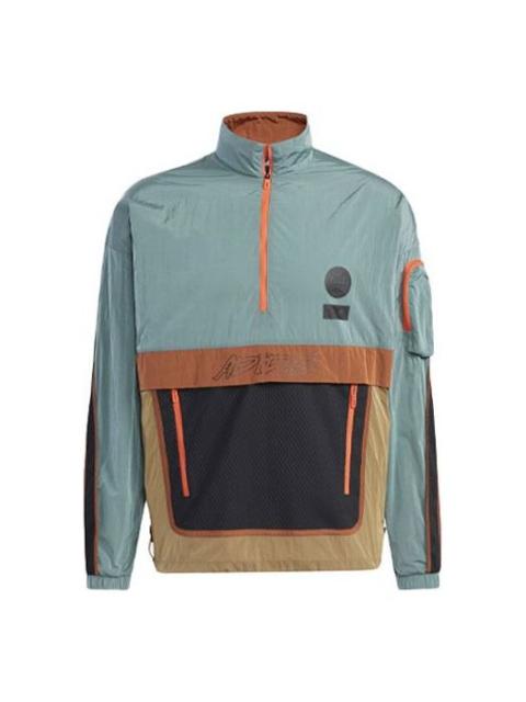 adidas Sports Stand Collar Cardigan Jacket Yellow Green Colorblock GP0845