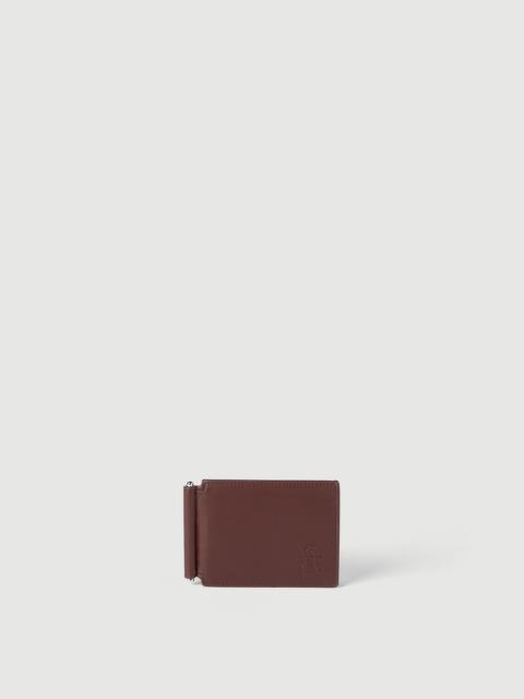 Smooth calfskin money clip wallet
