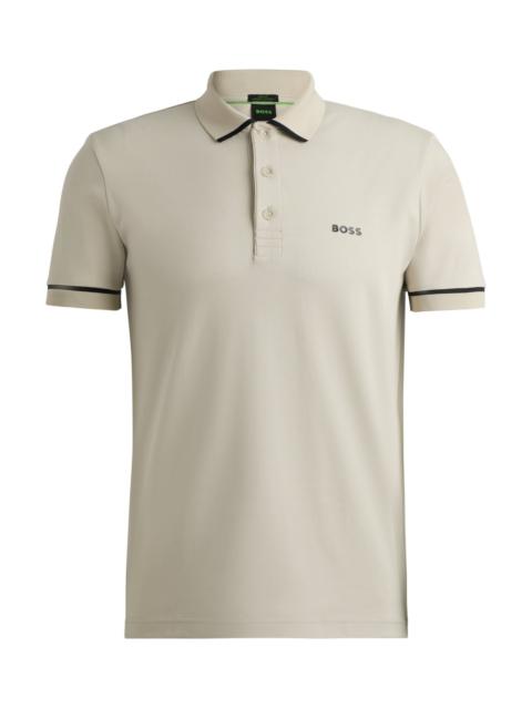 INTERLOCK-COTTON SLIM-FIT POLO SHIRT WITH CONTRAST TRIMS