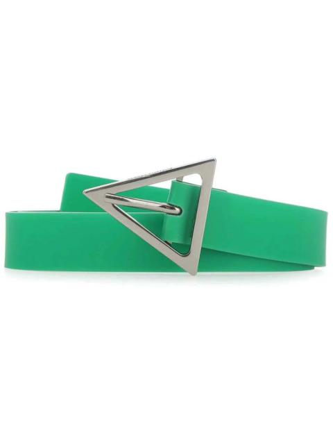 Bottega Veneta Triangle Logo Buckle Rubber Belt Green