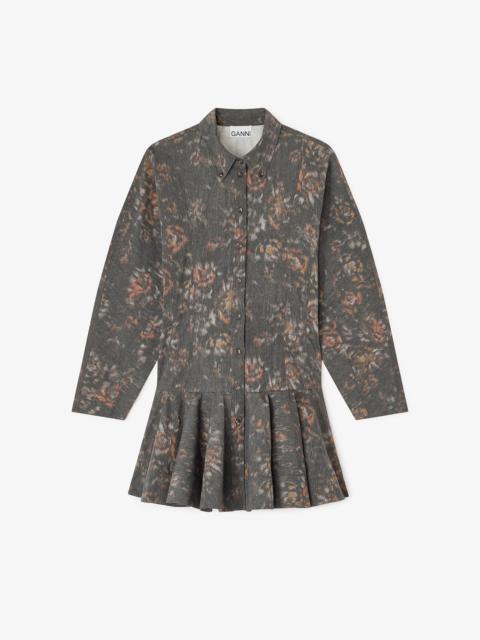 BLACK FLORAL SHIRT DRESS