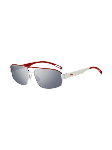 HUGO EYEWEAR X VCARB WRAP-STYLE SUNGLASSES IN RED AND WHITE