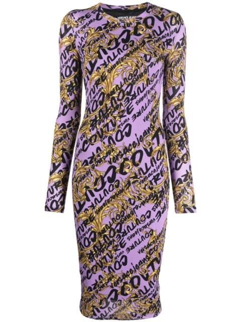 Barocco logo-print midi dress