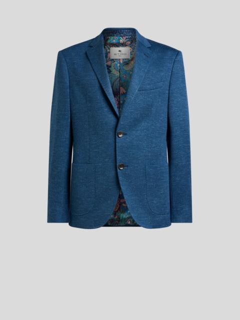 SINGLE-BREASTED JASPÉ WOOL-BLEND JERSEY JACKET