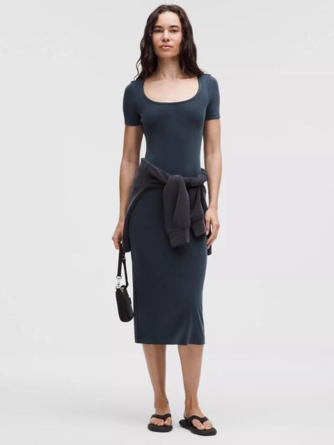 Drapey Softstreme Scoop-Neck Midi Dress