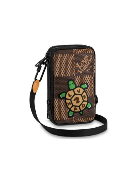 Louis Vuitton x Nigo Double Phone Pouch Damier Ebene Giant Brown