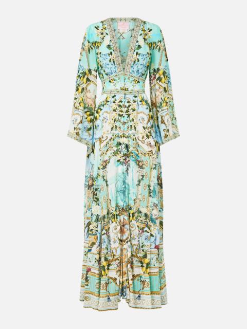 KIMONO SLEEVE DRESS WITH SHIRRING DETAIL