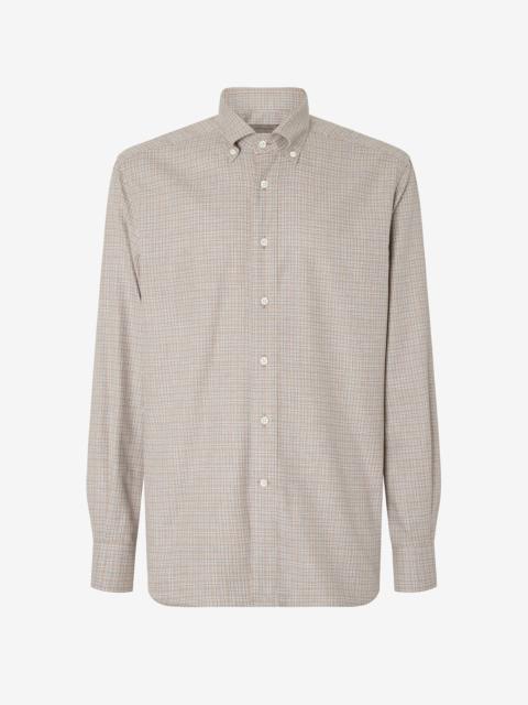 Flannel shirt with brown/Grey check pattern