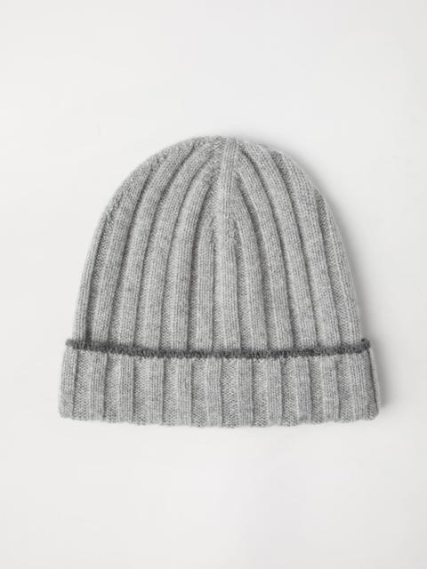 Cashmere rib knit beanie