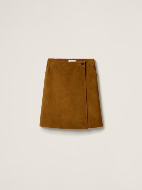 Suede wraparound skirt