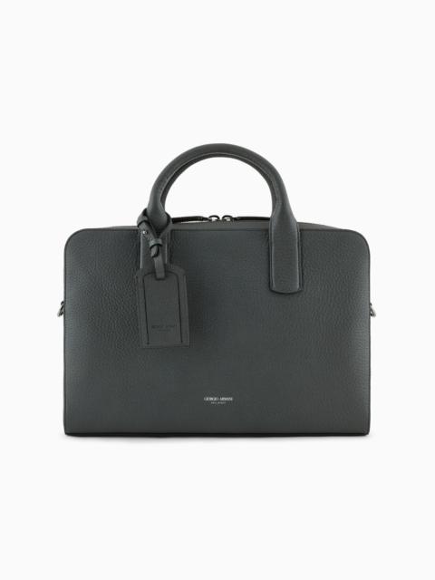 PEBBLED LEATHER BRIEFCASE