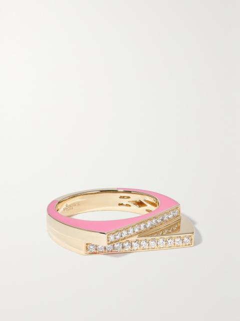 Handcuff 14-karat Gold, Diamond And Enamel Ring