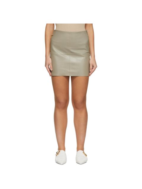 Khaki Leather Amarilla Mini Skirt