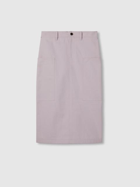 Mid-length cotton canvas delavé skirt