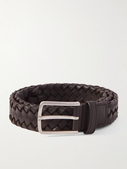 3cm Intrecciato Leather Belt Brown