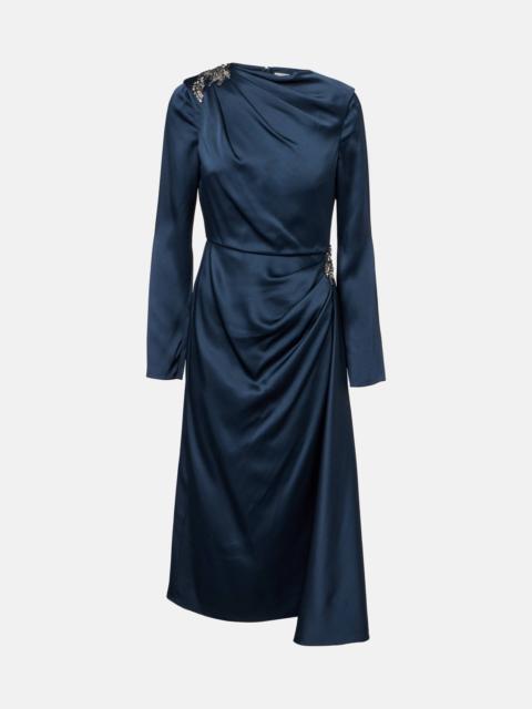 Crystal-embellished satin cady cocktail dress